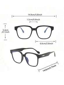 1 件装男士亚克力休闲大框时尚防蓝光眼镜，适合日常阅读或通勤 - 無色 - 查看 4