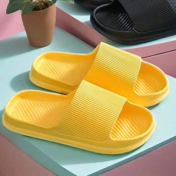 نعال خفيفة الوزن أحادية اللون قابلة للانزلاق، مصنوعة من مادة EVA الناعمة والمريحة للاستخدام الداخلي/الخارجي، مضادة للانزلاق ومضادة للروائح الكريهة