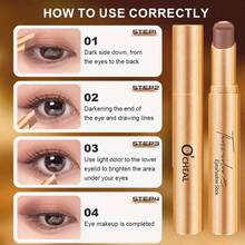 3-Color Eyeshadow Stick, Smooth Pearl Gradient Eyeshadow, Glitter Powder, Beginner-Friendly Eyeshadow Stick - Nhiều màu - Xem 8
