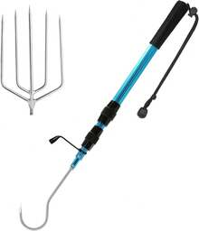 Barra telescópica para pesca gancho acero inoxidable mango aluminio mar - Longitud de expansión de 55 pulgadas y combo de horquilla - Ver 1