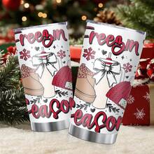 1pc 20oz Stainless Steel Water Bottle, "Frozen Season" Winter Theme, With Snowflakes, Boots And Knitted Hat Patterns, Decorated With Snowflakes, Suitable For Travel, Convenient For Drinking Water, And A Good Choice For Holiday Gifts. - 彩色 - 查看 7