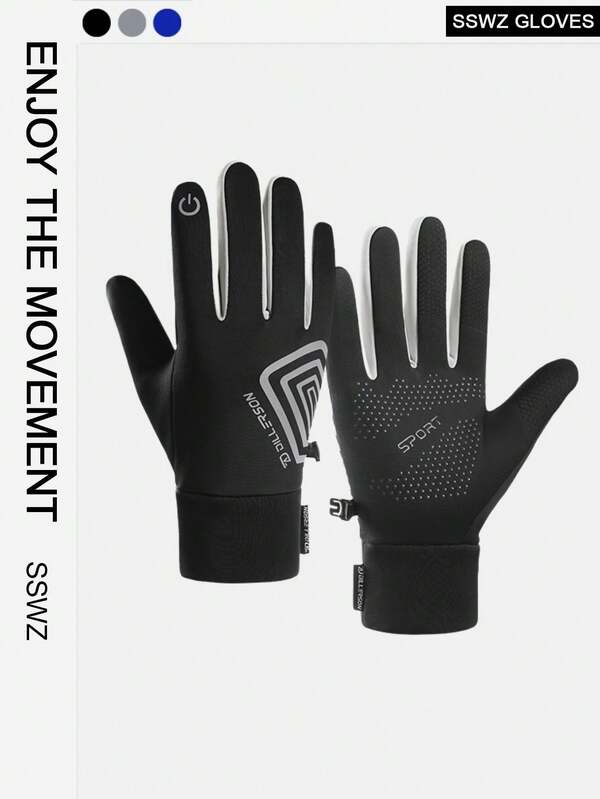 1 Pair Unisex Dillerson Cycling Gloves, Outdoor Sports Hiking Warm Gloves, Waterproof Windproof Touchscreen Texting Gloves