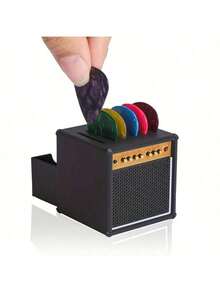 Guitar Pick Holder With Random Five Color Picks, Vintage Speaker Guitar Pick Holder, Portable Guitar Pick Holder, Gift For Guitar Lovers - có ngăn kéo lưu trữ + 5 mái chèo màu ngẫu nhiên - Xem 8
