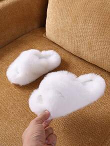 1 双冬季毛绒衬里拖鞋，冬季上学时尚拖鞋，柔软舒适的冬季鞋 - 白色 - 查看 3