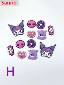 Sanrio Akcesoria do butów jaskiniowych, Akcesoria do butów plażowych, DIY zdejmowane kwiaty do butów, Ozdoby do butów, Urocze kwiaty do butów Kuromi z kreskówkową kreskówką, Odpowiednie na sezony: lato, zima, wiosna, jesień