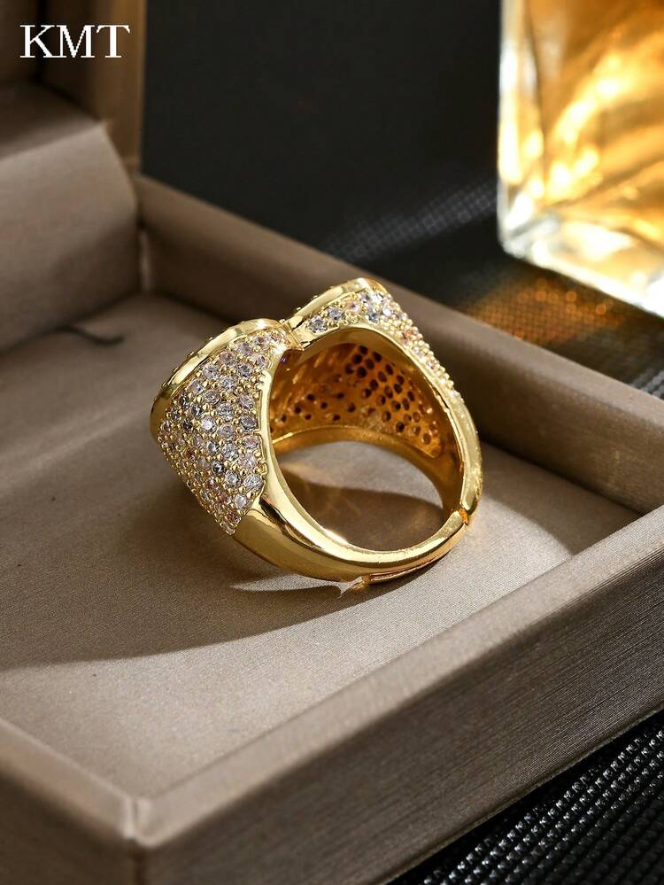 1 chiếc nhẫn đồng có thể điều chỉnh dành cho nữ đính đá Cubic Zirconia siêu nhỏ, thiết kế hình trái tim sang trọng, thích hợp cho các bữa tiệc, tiệc chiêu đãi và đeo hàng ngày - Mô hình kim cương hình trái tim - Xem 9