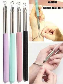 1 buc ajutor de fixare a brățării din oțel inoxidabil, ajutor de bijuterii cu încuietoare pentru brățară, instrument portabil pentru brățări, bijuterii și echipamente de agățare, instrument de atașare a brățării, dispozitiv de fixare reglabil pentru brățară - ajutor de bijuterii ușor de utilizat pentru femei