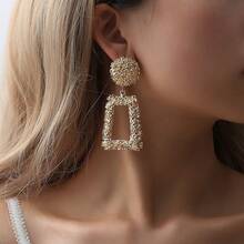 Frosted  Geometric Earrings Creative Personality Embossed Trapezoidal Long Earrings - 1 Pair - View 3