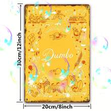 1pc Vintage Circus-Themed Metal Tin Poster - Retro Carnival Decor With Hot Air Balloons, Vintage Cars - Bold Yellow & Black Wall Art For Home, Bar, Cafe, Party - Dumbo Decoration - Ideal Christmas Gift For Movie Lovers, Cafe Artwork, Whimsical Design, Handcrafted Look, Decorative Sign, Bar Owners, 2D Perfect For Room Decor 55QQ - 20,32*30,48 cm - Xem 2