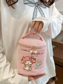 Sanrio 1 szt. Sanrio New Cartoon Kuromi Duża pojemność wiaderko do makijażu Przenośna torba na drobne w kształcie serca dla dziewczynek Torba do przechowywania kosmetyków