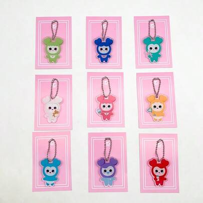 Un set de 1 pieza de accesorio de llavero de acrílico doble cara con cadena de perlas y personaje de dibujos animados de TWICE LOVELYS, regalo de Navidad (estilo aleatorio)
