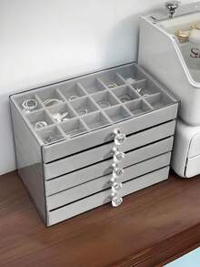 1 cái, 7 ngăn 5 lớp Hộp đựng trang sức nhung kiểu ngăn kéo Hộp đựng trang sức Hộp đựng nhẫn Hộp đựng hoa tai Hộp đựng trang sức kiểu ngăn kéo, Hộp đựng trang sức bằng nhựa trong suốt và nhung 3 lớp - Hộp đựng trang sức Acrylic - Xem 2