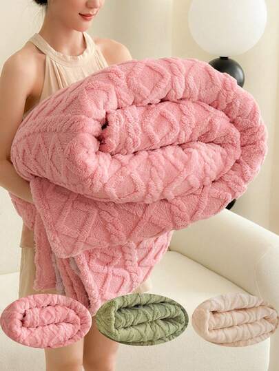 1/8件加厚提花绒毯，尺寸：90.55/78.74/70.87/59.06/39.37英寸，柔软保暖，双面可用，适用于客厅、卧室、宿舍装饰、秋季装饰、房间装饰，法兰绒、灯芯绒、雪尼尔面料