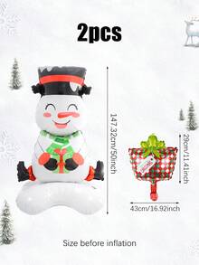 2 pièces Ensemble de ballons de bonhomme de neige de Noël debout de grande taille, bonhomme de neige tenant une boîte-cadeau et un ballon de cadeau miniature, convient pour la décoration de fête de Noël, fête de vacances, décoration de thème d'hiver, Joyeux Noël, décoration de jardin, ballon de bonhomme de neige de Noël, fournitures de fête de Nouvel An à la maison