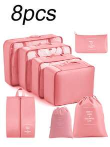 1 set da 8 borse per organizzare i bagagli da viaggio, borse organizer multifunzionali per vestiti, cubi per l'imballaggio dei bagagli, set pieghevole per ordinare i vestiti, borsa multifunzione portatile, adatta per biancheria intima, scarpe, coperte, elettronica, cosmetici, articoli da viaggio, forniture per il ritorno a scuola, necessità per il dormitorio, in materiale in poliestere resistente all'usura e impermeabile, con grande capacità