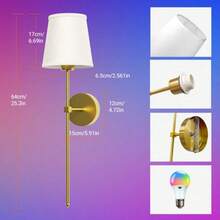 2 Sets Wireless Wall Lamps With 2 USB Rechargeable RGB Smart LED Bulbs - Support 2700-6500K Color Temperature Remote Control Adjustment, Dimmable Brightness And Color Temperature, Perfect For Living Room, Bedroom, Wall And Corridor Decor (Gold) - Various - View 2
