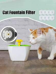 Cat Fountain Filter Cat Replacement Filter Pet Cat Water Fountain Replacement Filter - Round Dispenser Accessory, Polyester Material, Interactive Design For Cat Daily Use For Interactive Cat Fountain Accessory