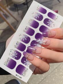 Snowflak Nail Polish Strips Christmas Gel Nail Stickers Glitter Snow Flak Full Nail Wraps Xmas Nail Art Design Gel Nail Wraps Gel Nail Strips Stickers For Christmas Manicure Salon Nails - Multicolor - View 27