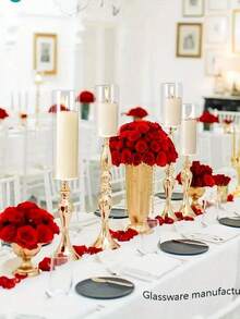 1套玻璃圆柱花瓶，透明花瓶，防风烛台，适用于餐桌装饰、婚礼家居装饰、Rama装饰礼品、生日毕业典礼、房间装饰等。 - 無色 - 查看 3