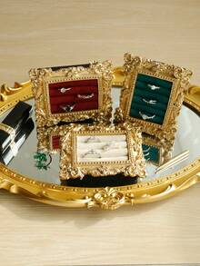 1pc/2pcs Vintage Copper-Color Resin Floral Edged Mini Photo Frame Jewelry Holder, With Embossed Ring Tray Suitable For Wedding, Birthday, Valentine's Day Gifts - Nhiều màu - Xem 6