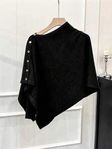 1pc New Oversized Shawl Collar Cardigan For Women, Fashion Versatile Loose Knit Poncho Sweater, Spring/Autumn For Dress - Multicolor - View 5