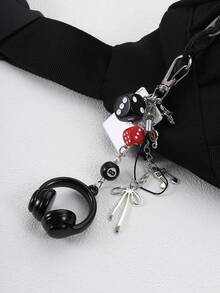 1 قطعة سماعات أذن مصغرة مخصصة ذات تصميم مبتكر على شكل نرد وبطاقات بوكر، تشمل على عقد وملاحظات ونجوم وإكسسوارات أخرى للمفاتيح، إكسسوارات سيارة للنساء، حبل معلق للهاتف المحمول وحقيبة، هدايا لصديق/معلم/عيد الميلاد