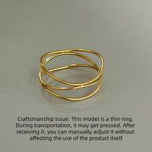 VKHK 1pc Minimalist 18K Gold Plated Stainless Steel Multi-Line Design Finger Ring, Women's Daily Wear Gift - Creative Rings - View 6