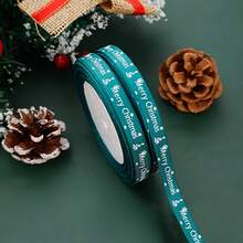 1 Roll Christmas Ribbon, Printed Design Satin Ribbon For Gift Wrapping And Crafts, Holiday Hanging Decor Cord, Suitable For Party, Merry Christmas Ribbon, Christmas Tree Decor, Vintage Christmas Decor, Christmas Tree Bow, Party Decor, Holiday Hanging Decor, Holiday Pattern, Decorative Silk, Smooth Texture, Ribbon, Decorative Cord, Holiday Shoppers, Gift Wrappers