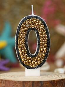1 pièce Bougie numéro d'anniversaire, bougie d'anniversaire boule dorée, décoration de gâteau à la bougie, convient pour les articles de célébration d'anniversaire - Multicolore - Voir 9