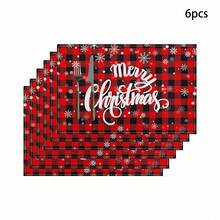 1/4/6 buc Covorașe de Crăciun roșii din seria Haig, aparținând în principal Crăciunului, covorașe de ziua de Crăciun, potrivite pentru decorarea camerei de zi cu zi, bucătăriei și mesei de petrecere, antiderapante și rezistente la căldură, covorașe de Crăciun fericite, decorațiuni pentru masa de bucătărie interioară cu tematică fermă, petreceri de familie, potrivite pentru masa de bucătărie, covorașe lavabile pentru interior/exterior, care pot șterge covorașele de masă.