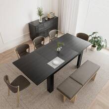 PatioPerk - Mesa de comedor extensible para 6 a 10 personas - Mesas de cocina rectangulares grandes para sala de reuniones (negro ónix) - Madera natural - Ver 11