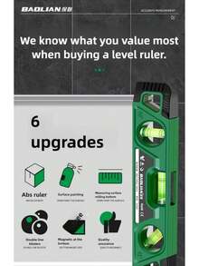 3气泡迷你水平仪，0°、45°、90°、230毫米、防震、磁性、倾角仪、水平工具 - 彩色 - 查看 4
