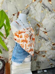 Belala Moda New Vest With Adjustable String And Print - Burnt Orange - View 3