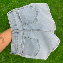 Women's High Waist Jeans Skirt Shorts In Light Wash I Without Elastane - Rửa nhẹ - Xem 4