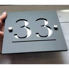 Letrero de número de casa personalizado placas de dirección personalizadas con nombre de calle números de casa para exteriores placa moderna de puerta flotante 3D placas para exteriores y arte de - NegroPlata - Ver 2