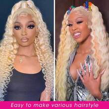 30 Inch Lace Front Wig Human Hair 613 13X4 Transparent Lace Deep Wave 200 Density Free Part Blonde Lace Front Wigs Human Hair Pre Plucked With Baby Hair 613 HD Lace Frontal Wig For Women - S613 - 查看 4