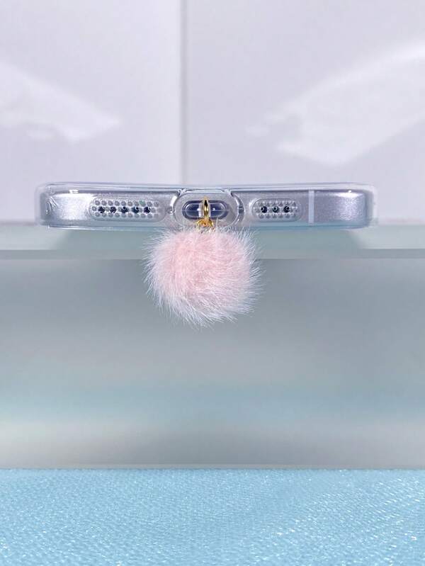 1 pieza Enchufe antipolvo de simulación de fruta con colgante de pompón rosa, compatible con puerto de carga tipo C, puerto de datos, compatible con iPhone, Mi, Oppo, Vivo, , iPhone5-16, auriculares