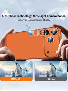 3 片相机和手机镜头保护膜适用于 17/17 Pro/17 Pro Max/17 Air/16 Pro Max/ 16 Pro、9H+ 优质钢化玻璃、防指纹防刮镜头膜 - 無色 - 查看 3