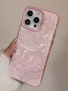 Pink Gucadi Chinese Style Electroplated Dragon Design 2020 New Year Couple Lens Frame Protective Case Compatible With Apple - Trong suốt màu đen - Xem 2