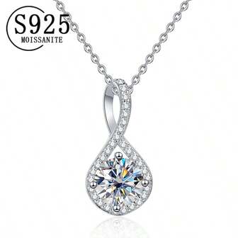 A 925 Silver Moissanite Necklace, Fashionable Pendant, Stylish And Versatile Clavicle Necklace For Men And Women, Suitable For Weddings, Vacations, Dates, Banquets, Parties, Christmas, Thanksgiving, Halloween, Valentine's Day, Back-To-School Season, Wedding Season, Birthdays, Anniversaries, New Year Gifts
