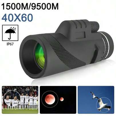 Telescópio monocular portátil 40x60, alta potência e alta definição para acampamentos ao ar livre, caminhadas e shows, telescópio monocular óptico ajustável com zoom de foco duplo