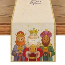 1pc Three Wise Men, Three Magi, Three Kings And Star, Multiple Sizes Available, Table Runner, Table Decoration, Table Cloth, Home Decor, Dining Table Decor, Fireplace Mantel Scarf, Glass Door Window Curtain, Entryway Decor - Multicolor - View 11