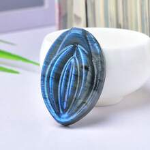 1pc Fashion Natural Labradorite Palm Stone, Chakra Crystal, Stress Relief, Synthetic Gemstone Jewelry Components - Blue - View 4