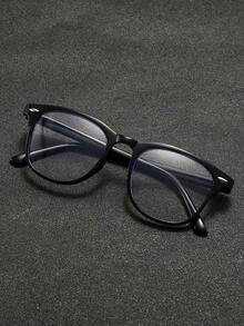 Plain    Casual    None    1pc Unisex Retro Y2K Style Plain Lens Glasses, Casual Wear Blue Light Blocking Glasses