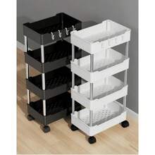 1 Piece 2/3/4 Widened Rolling Storage Cart Trolley, Bathroom Storage Mobile Rack, Multi-Functional Practical Rack, Kitchen, Laundry Room, Bedroom, Office Storage And Organization, Cart Storage Rack, Multi-Functional Kitchen Vegetable Tray Drip Rack, Bathroom Skin Care/Shower Gel/Towel Storage Rack, Household Storage Rack - Multicolor - View 12