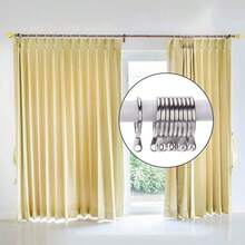 60X Metal Curtain Rings Hanging Hooks Curtains Rods Pole Voile Heavy Duty Rings - Silver - View 8