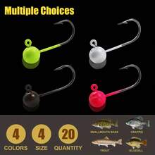 MAFIMOEA 20 piezas Kit de señuelos de mosca para pesca de crappie, cabezas de jig aptas para pesca con mosca, 0,4 g, 0,8 g, 1 g, 1,5 g