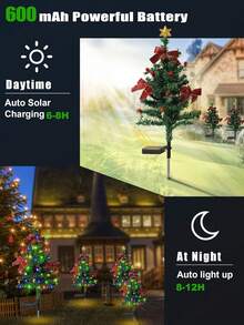 4/2/1 paquets Arbre de Noël solaire lumineux extérieur Arbre de Noël pré-éclairé 2 modes clignotants Arbres de Noël solaires avec lumières LED pour vacances, porche, jardin, patio, cimetière, allée