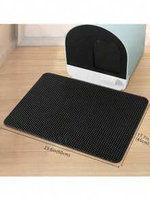 2-Layer EVA Cat Litter Mat, Anti-Tracking, Anti-Splash, Waterproof, Indoor Home Use Cat Litter Box Mat - Black - View 3