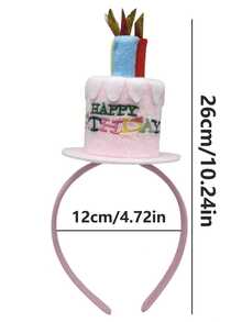 1pc Children's Birthday Princess Candle Cake Hair Hoop Headband Happy Birthday Party Prop Headpiece, Suitable For Birthday Parties